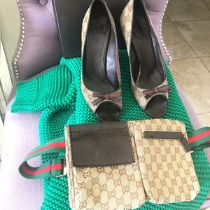 Authentic Gucci canvas heels